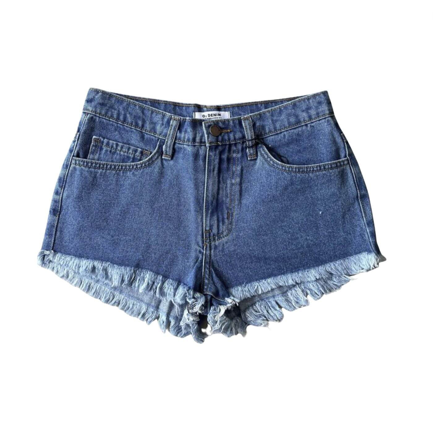 O2 Denim Ladies Classic 5 Pocket Design Denim Raw Hem Jean Shorts Style# PX7034 | Made in USA | Classy Cozy Cool Women's Made in America Boutique