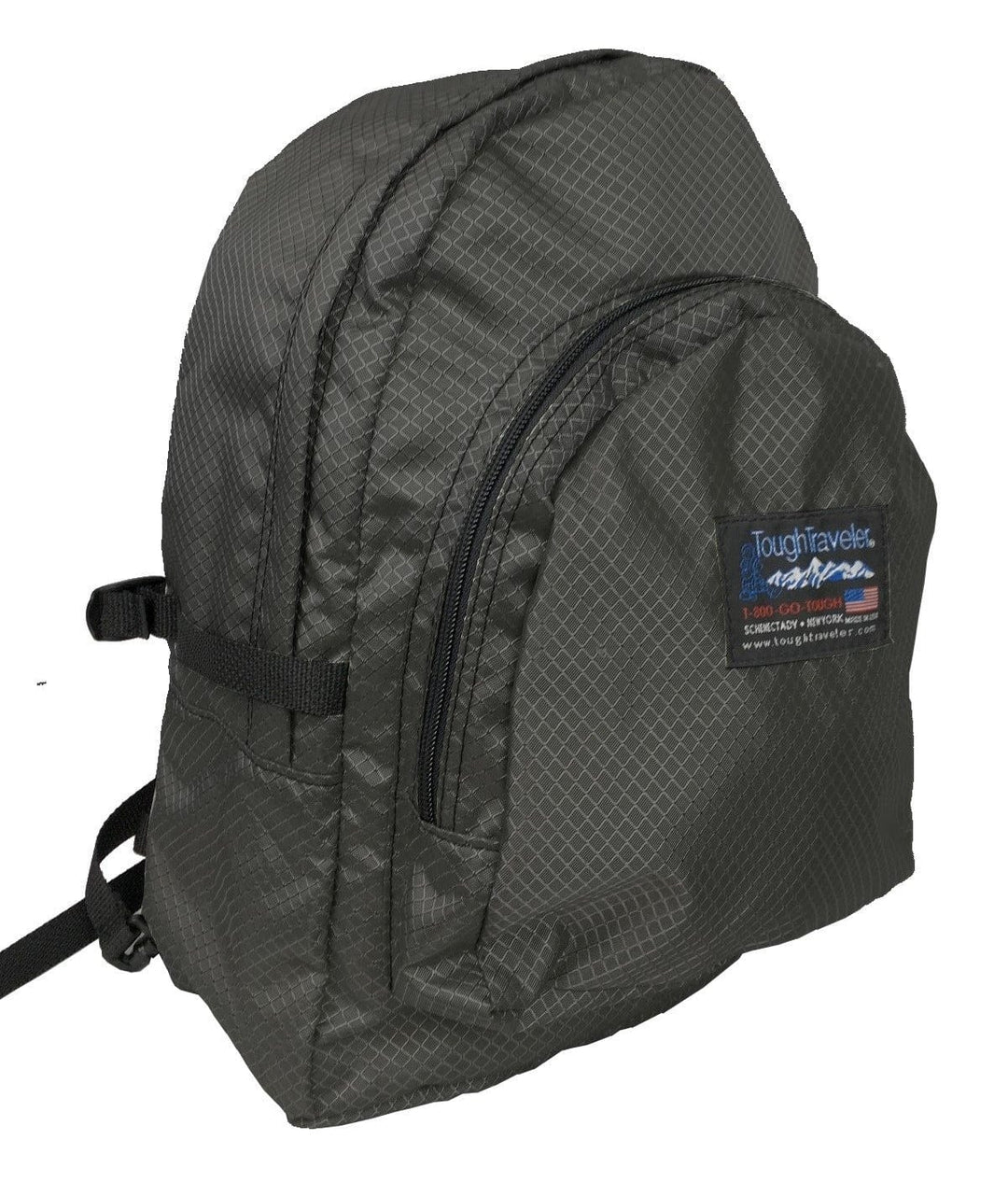 Made in USA, black diamond diaper bag backpack with curved zippered front pocket