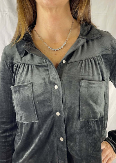 Made in USA, Uncut Stone Women's Silver with Cubic Zirconia Fashion Necklace by Artist Anuja Tolia is made of Silver Plated Stainless Steel Chain with Cubic Zirconia 