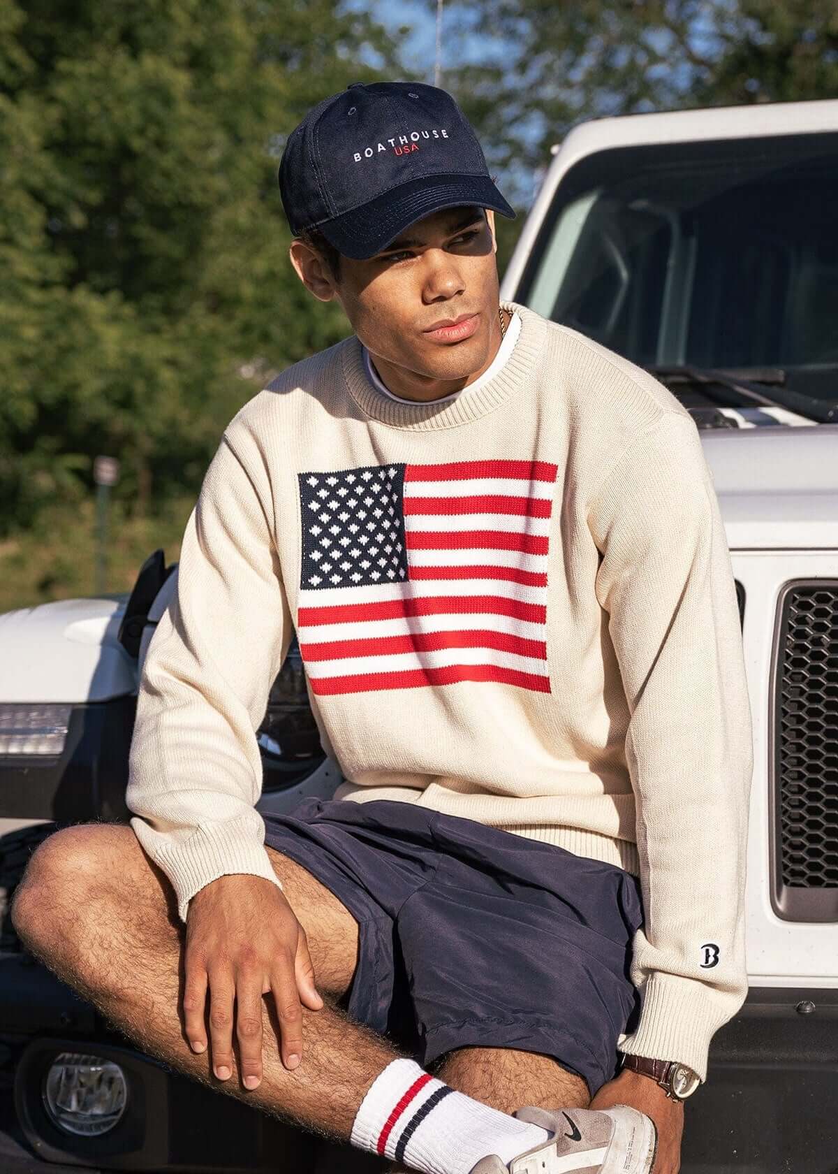 Unisex American Flag Knit Crew – Classy Cozy Cool | Made in USA