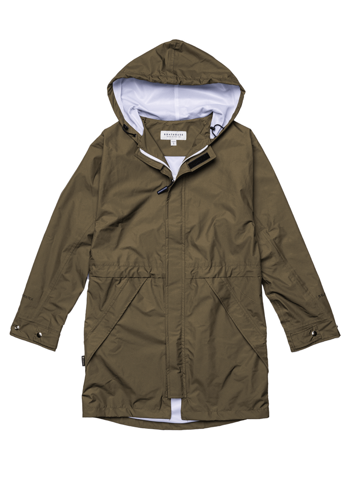Made in USA Boathouse Women's Gore-Tex Campus Parka 2.0 Rain Coat Jacket available in Olive, Navy, Black and Orchid Mist