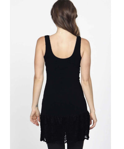 Reversible Tunic Length Black Tank Top with Lace Trim Made by M. Rena | Proudly Made in the USA | Women's Made in America Boutique