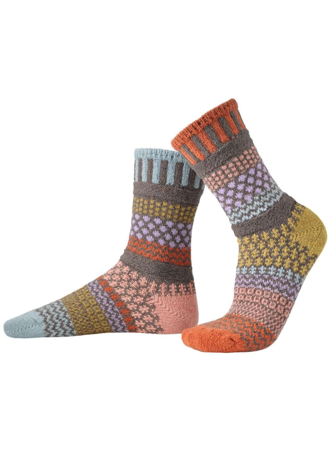 Solmate OLIVE Knitted Crew Socks Proudly Made USA | These socks are delightfully mismatched & so very comfortable.  Classy Cozy Cool Women's Boutique