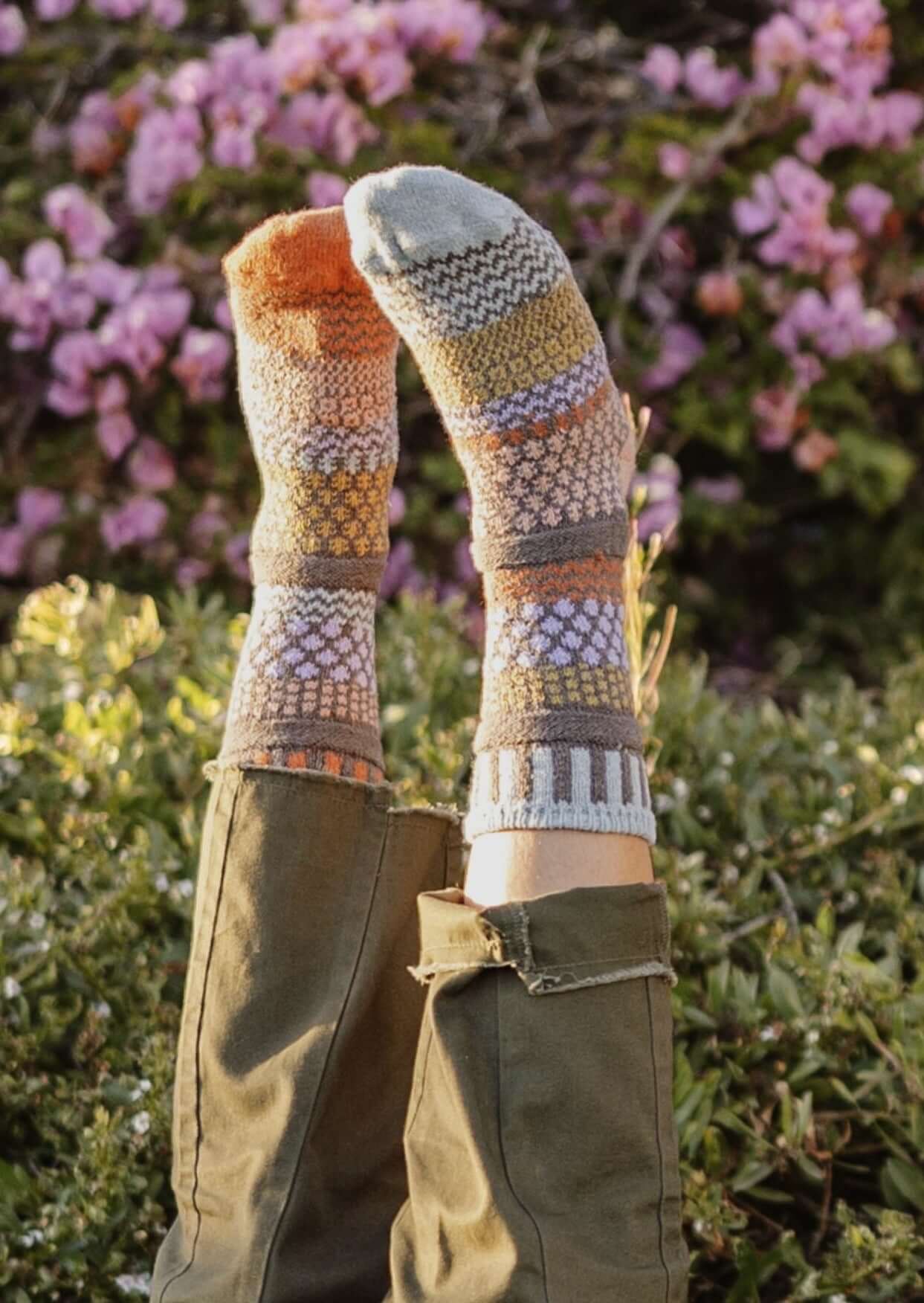 Solmate OLIVE Knitted Crew Socks Proudly Made USA | These socks are delightfully mismatched & so very comfortable.  Classy Cozy Cool Women's Boutique