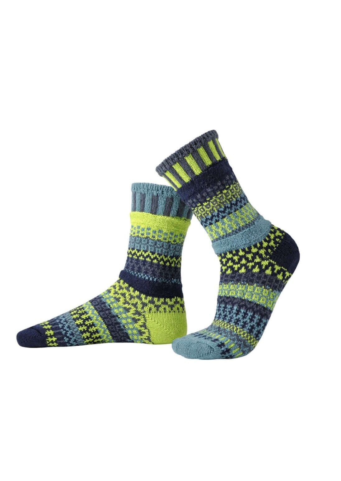 Solmate Socks LEMONGRASS Knitted Crew Socks Proudly Made USA | These socks are delightfully mismatched & so very comfortable. American Made Clothing