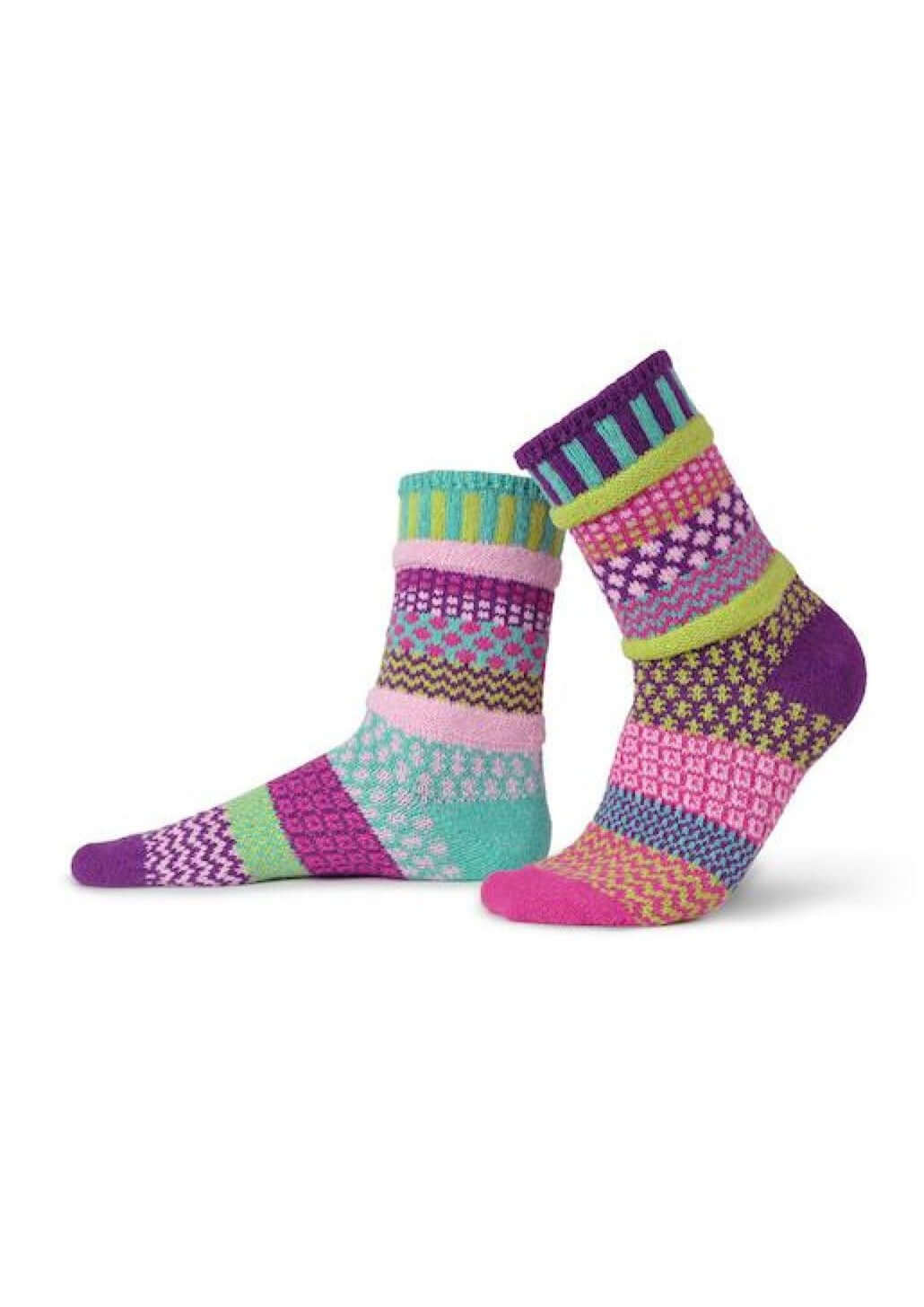 Solmate Socks DAHLIA Knitted Crew Socks Proudly Made USA | These socks are delightfully mismatched & so very comfortable. American Made Clothing