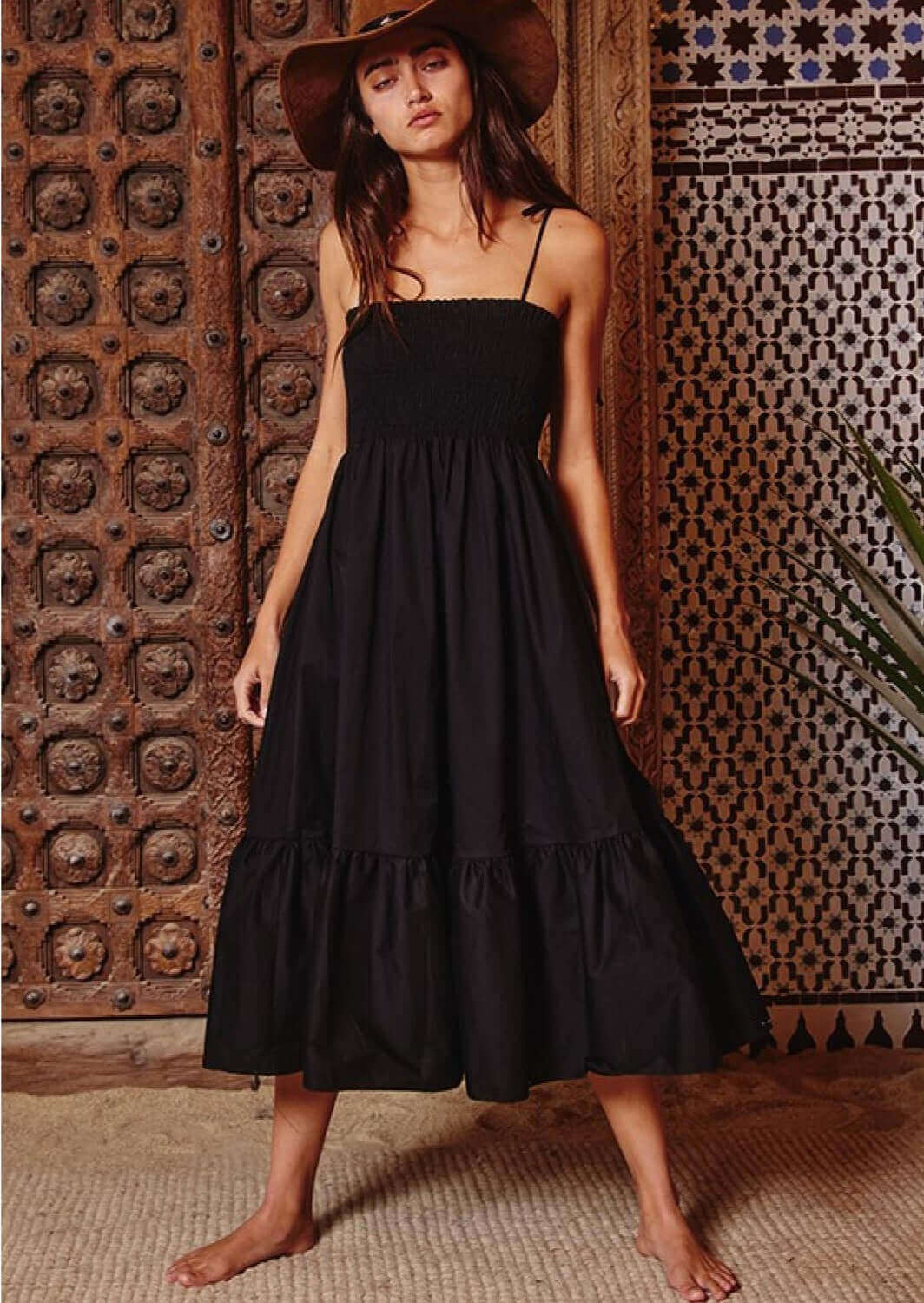 Black is the New Black Poplin Midi Dress Made in USA