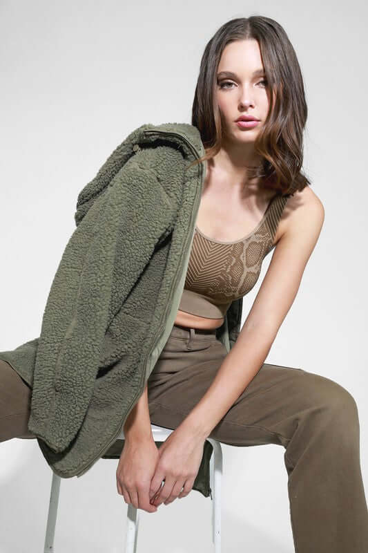 Niki Biki Snake Skin Seamless Bra Top Made in USA with wide straps and snakeskin design. | Style# NS7757 | Women's Made in America Clothing Boutique