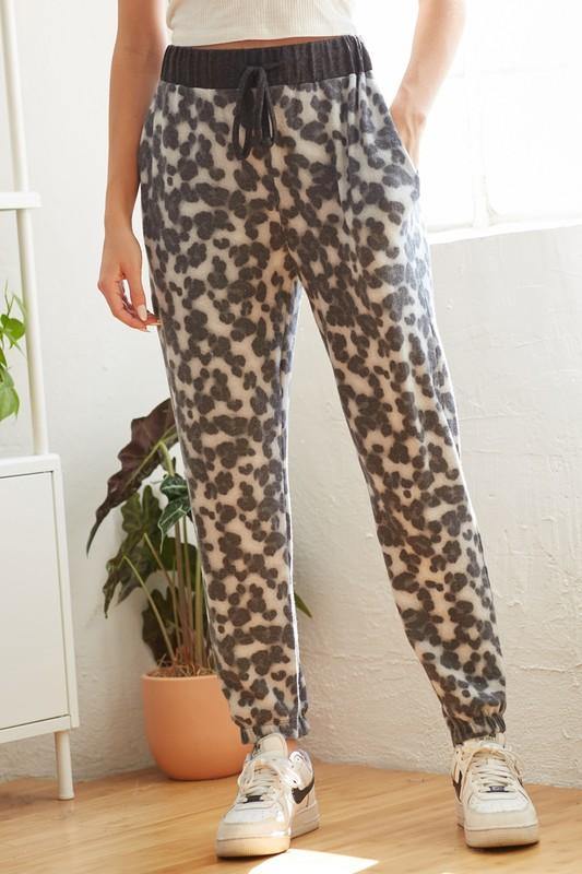 Brand: CY - Super Soft Animal Print Lounge Joggers -  Animal Print, Bottoms, Clothes, Featured, Lounge, Loungewear, made in usa, matching sets, Pants, soft, Women, Women's Clothing - Classy Cozy Cool Boutique