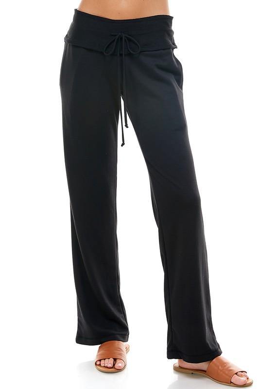 Brand: Loving People - Boot Cut Traveler's Drawstring Pants | Black -  Black, Bottoms, Clothes, Lounge, Loungewear, made in usa, Pants, soft, Spring, Travel Pants, Wardrobe Essentials, Women, Women's Clothing - Classy Cozy Cool Boutique