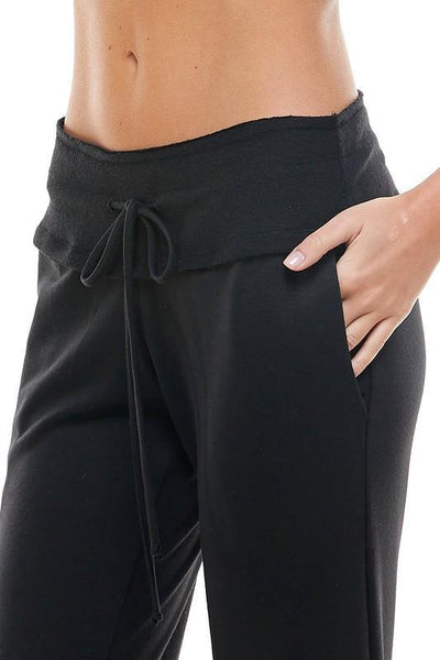 Brand: Loving People - Boot Cut Traveler's Drawstring Pants | Black -  Black, Bottoms, Clothes, Lounge, Loungewear, made in usa, Pants, soft, Spring, Travel Pants, Wardrobe Essentials, Women, Women's Clothing - Classy Cozy Cool Boutique