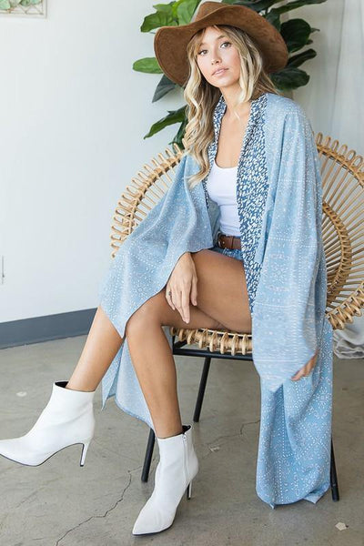 Paisley Print Draped Silhouette Kimono  | Bucket List | Style # J2022 | Made in the USA | Classy Cozy Cool Women’s Clothing Boutique