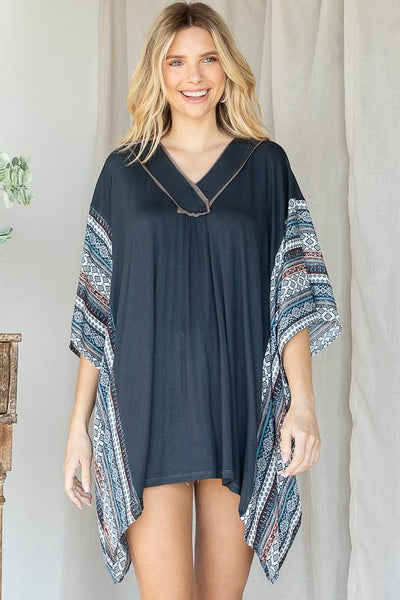 Brand: Jade by Jane - V-Neck Vintage Bohemian Caftan Tunic -  beach, Beach Wear, Blouse, Bohemian, BoHo, Clothes, made in usa, oversized, Pattern, Shirt, Spring, Summer, Tunic, vacation, Women - Classy Cozy Cool Boutique