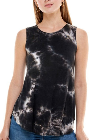 Ladies USA Made Black & White Summer Full Length Jersey Tie Dye Tank Top | This tank is a summer must-have! Classy Cozy Cool Women's American Clothing Boutique