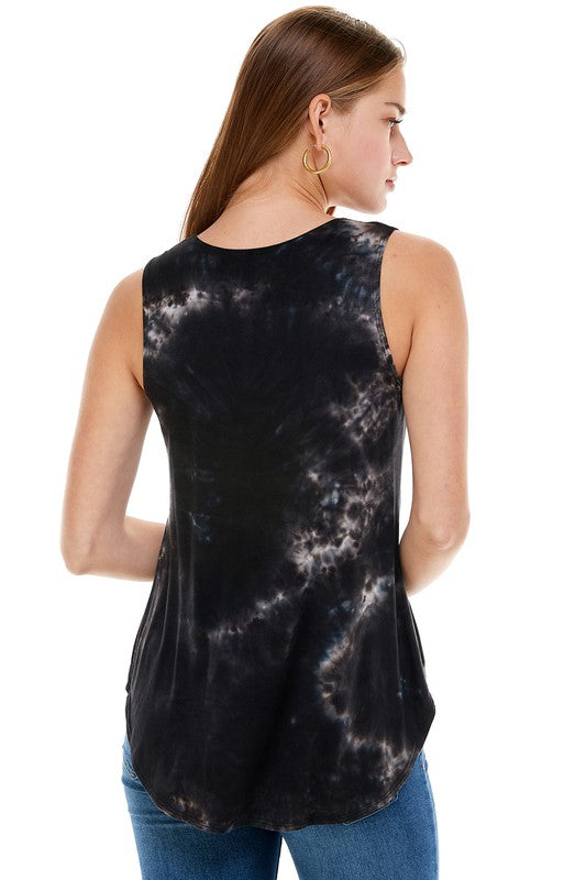 Ladies USA Made Black & White Summer Full Length Jersey Tie Dye Tank Top | This tank is a summer must-have! Classy Cozy Cool Women's American Clothing Boutique