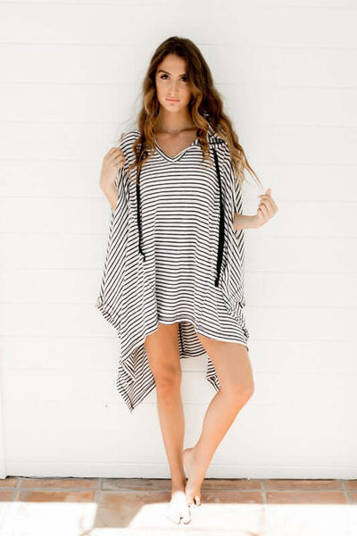 Vintage Washed Terry Striped Poncho Made in USA! Superior quality Carefully Vintage Washed and amazingly soft with hand cut destroyed edges. Perfect as Beach Cover Up! Classy Cozy Cool Women's Clothing Boutique