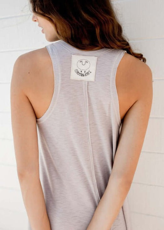 Sleepaholik Soul-a-Power Vintage Washed Cotton Tank Sleep or Casual Dress | Made in USA | Classy Cozy Cool Women's American Made Boutique