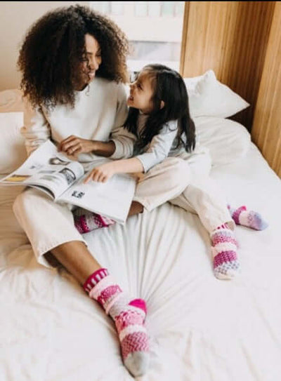 Solmate CUPID Knitted Crew Socks Proudly Made USA | These socks are delightfully mismatched & so very comfortable.  Classy Cozy Cool Women's Boutique.