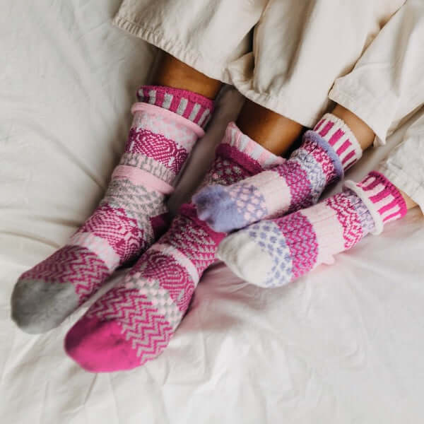 Solmate CUPID Knitted Crew Socks Proudly Made USA | These socks are delightfully mismatched & so very comfortable.  Classy Cozy Cool Women's Boutique.