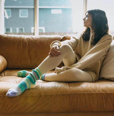 Solmate CHICK-a-DEE Knitted Crew Socks | Made In USA | Delightfully Mismatched & so Very Comfortable. Classy Cozy Cool Women's Boutique.