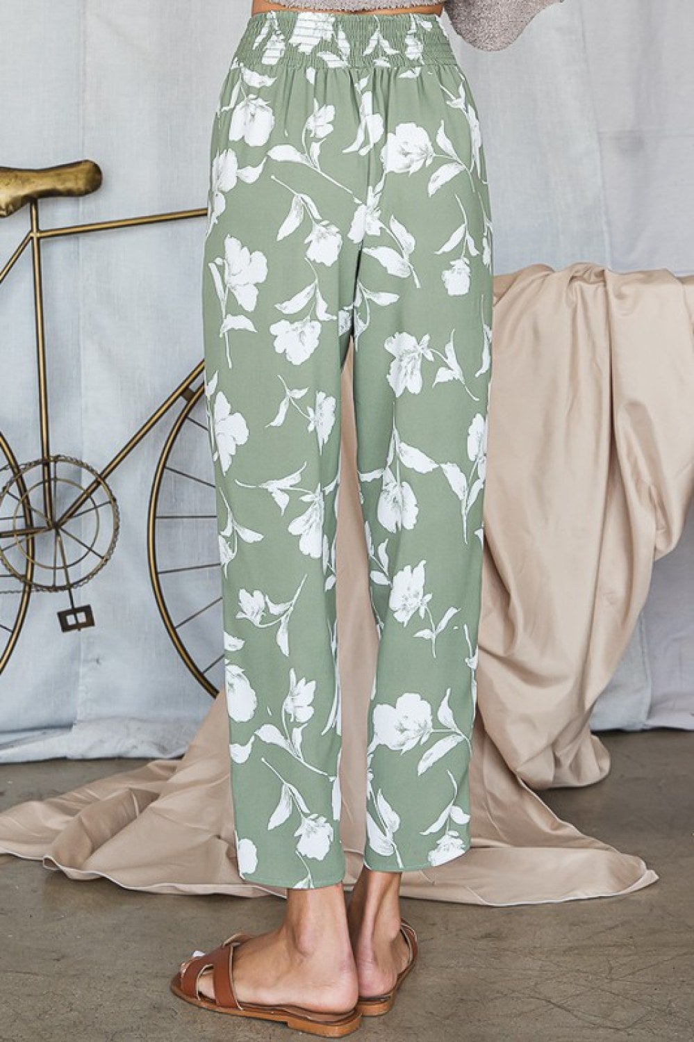 Made in USA | Brand: Bucket List | Floral Print Smocked waist Pants With Pockets - Style P5059 | Classy Cozy Cool Women's Clothing Boutique
