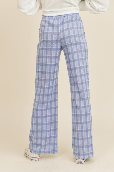 Brand: If She Loves | Be Confident Blue Plaid Pants |  Style ISP1054B | Made in USA & Sold at Classy Cozy Cool Women's Clothing Boutique