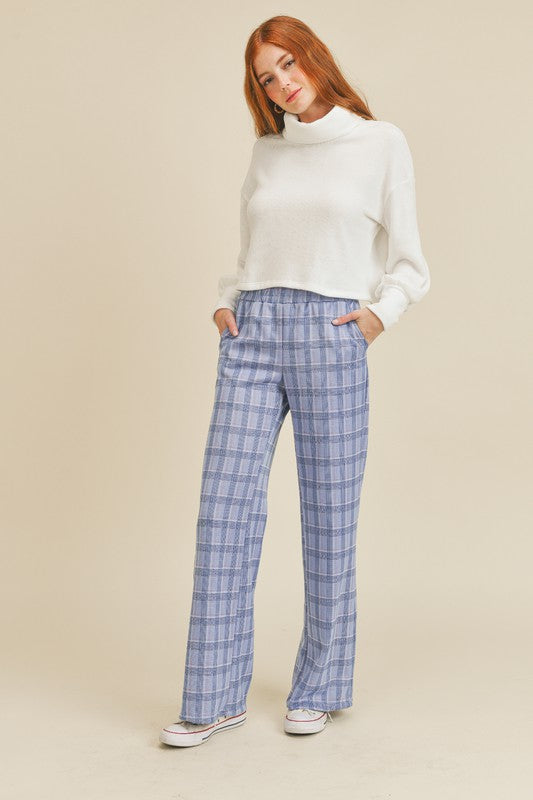 Brand: If She Loves | Be Confident Blue Plaid Pants |  Style ISP1054B | Made in USA & Sold at Classy Cozy Cool Women's Clothing Boutique