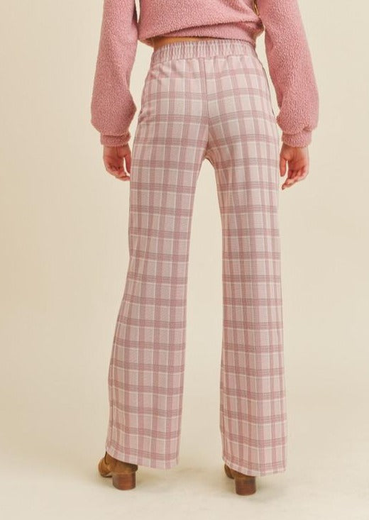 Brand: If She Loves | Be Confident Pink Plaid Pants |  Style ISP1054B | Made in USA & Sold at Classy Cozy Cool Women's Clothing Boutique