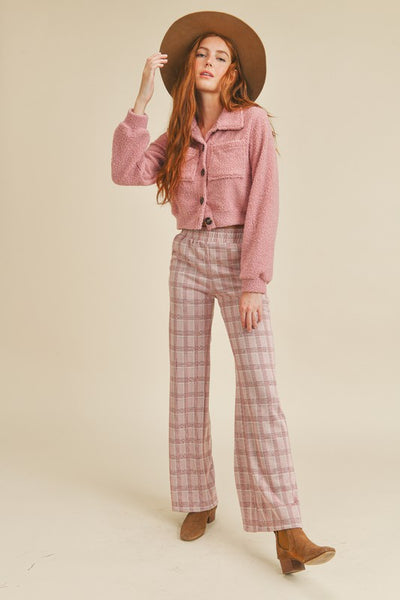 Brand: If She Loves | Be Confident Pink Plaid Pants |  Style ISP1054B | Made in USA & Sold at Classy Cozy Cool Women's Clothing Boutique
