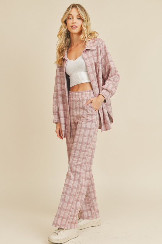 Brand: If She Loves | Be Confident Pink Plaid Pants |  Style ISP1054B | Made in USA & Sold at Classy Cozy Cool Women's Clothing Boutique