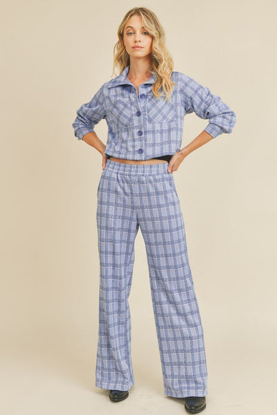 Brand: If She Loves | Be Confident Blue Plaid Pants |  Style ISP1054B | Made in USA & Sold at Classy Cozy Cool Women's Clothing Boutique