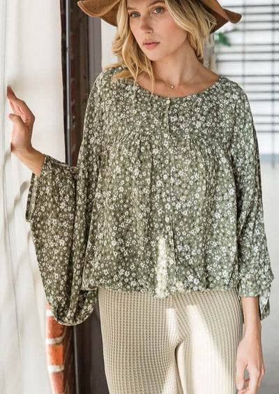 Contemporary Feminine Ditsy Floral Top