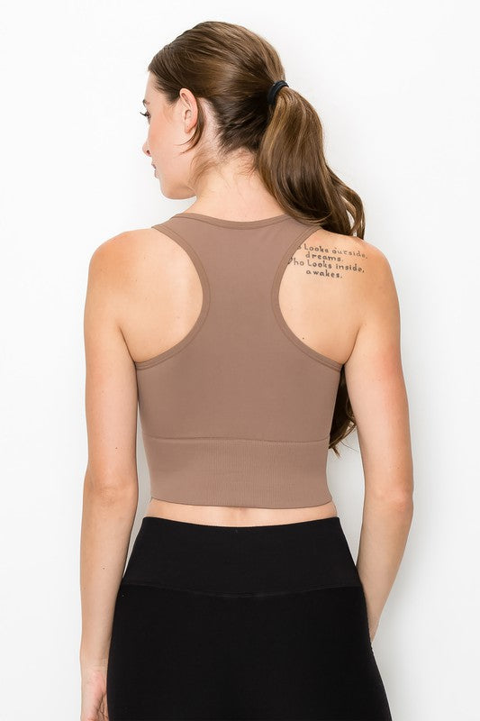USA Made Ladies Nylon Racerback Cropped Tank Top Designed & Made in the USA Light Compression | Classy Cozy Cool Women's American Boutique