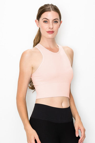 USA Made Ladies Nylon Racerback Cropped Tank Top Designed & Made in the USA Light Compression | Classy Cozy Cool Women's American Boutique