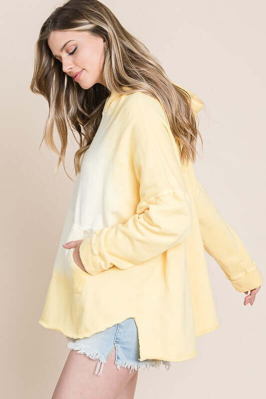 USA Made Ladies Cozy Cotton Yellow Hoodie | This cozy sweatshirt is perfect for grab & go layering this fall | Women's Made in America Boutique