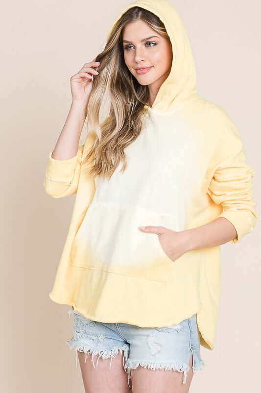 USA Made Ladies Cozy Cotton Yellow Hoodie | This cozy sweatshirt is perfect for grab & go layering this fall | Women's Made in America Boutique