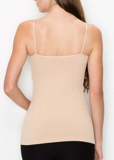 USA Made Ladies Built in Shelf Bra Base Layer Shapewear Camisole Tank Top in Black or Tan | Designed & Made in the USA | Light Compression | Classy Cozy Cool Boutique