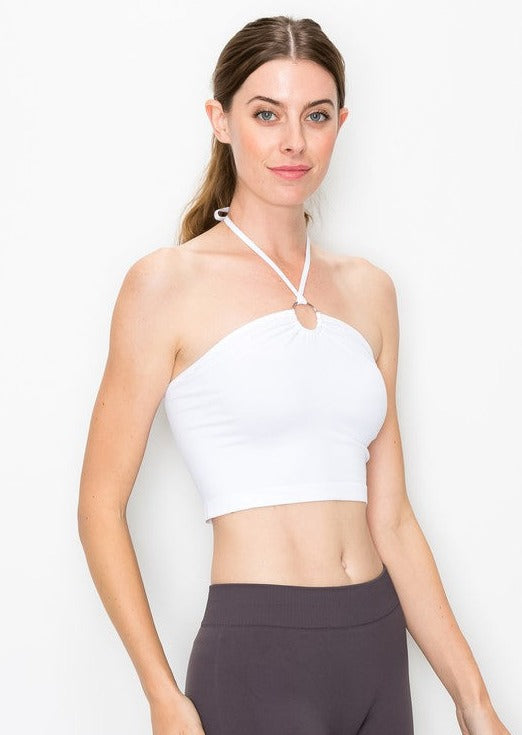 USA Made Ladies Nylon O-Ring Halter Cropped Tank Top Designed & Made in the USA  | Classy Cozy Cool Women's American Boutique