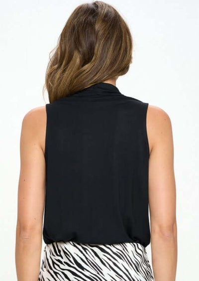 Ladies Black Cowl Neck Sleeveless Jersey Blouse by Renee C. Style# RC209 | Made in USA | Classy Cozy Cool Women's Made in America Clothing Boutique