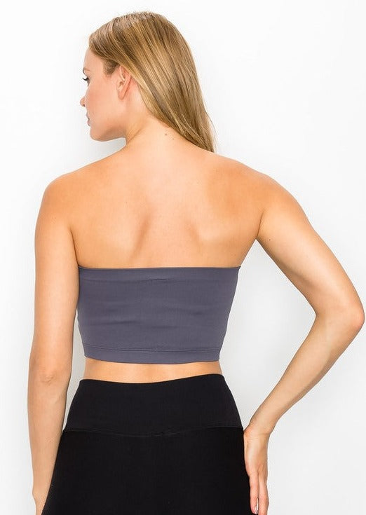 Tube Top with Removable Bra Pad Made in USA 92% Nylon 8% Spandex in Black