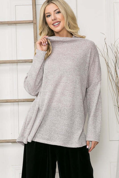 Orange Farm Clothing Oversized Lightweight Cowl Neck Knit Sweater in Rose Color. This oversized boxy fit top is super lightweight & slouchy | Made in USA