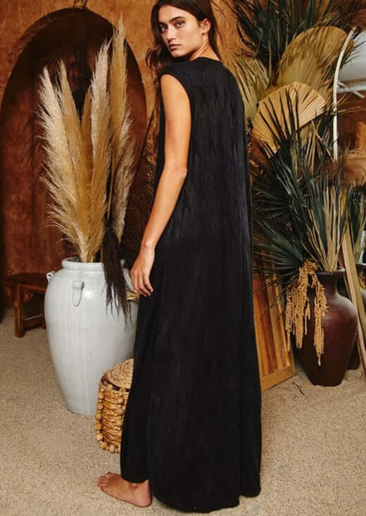Bucket List Style# R5120 Ladies Chevron Textured Brushed Knit Jumpsuit in Black | Made in USA | Women's Made in America Boutique