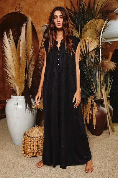 Bucket List Style# R5120 Ladies Chevron Textured Brushed Knit Jumpsuit in Black | Made in USA | Women's Made in America Boutique