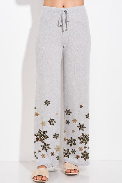 Brand: Phil Love | Gray Leopard Snowflake Christmas Loungewear Pajama Set | Proudly Made in the USA | Women's Made in America Boutique
