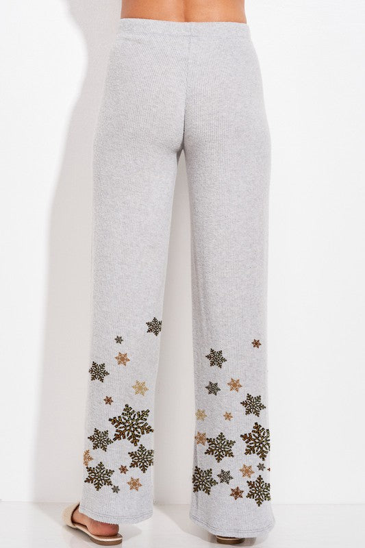 Brand: Phil Love | Gray Leopard Snowflake Christmas Loungewear Pajama Set | Proudly Made in the USA | Women's Made in America Boutique