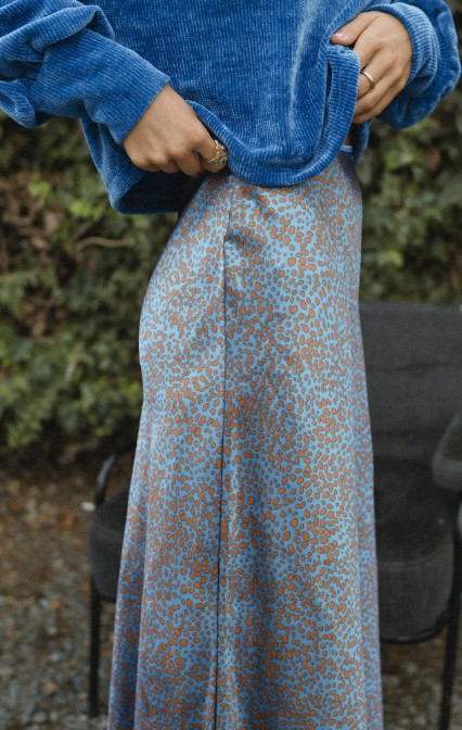 Brand: If She Loves | Be Courageous Skirt | French Blue Animal Print Skirt | Style ISK1170 | Made in USA | Made in America Women's Clothing Boutique