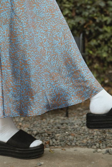 Brand: If She Loves | Be Courageous Skirt | French Blue Animal Print Skirt | Style ISK1170 | Made in USA | Made in America Women's Clothing Boutique