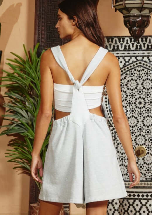 Bucket List French Terry Romper Style# R5076. Available in Black & Gray.  Ultimate in Comfort and Style!  Made in America Women's Clothing Boutique.