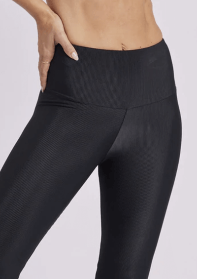 Onzie Style 2285 | So Sleek! Ribbed Studio Flare Yoga Pant in Black |  Slim fit athletic pant with flare hem | Made in USA | Classy Cozy Cool Boutique