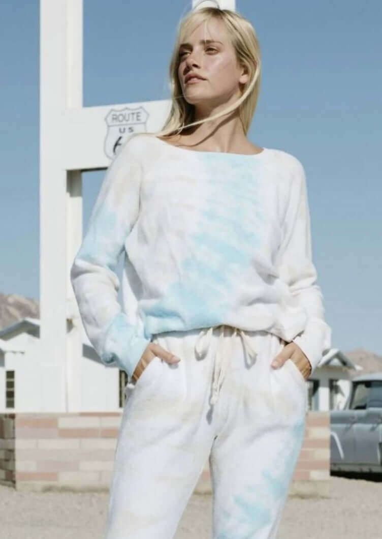 Jala Sea Bone Tie Dye Premium Chill Pullover eco-friendly, ultra soft French terry sponge fleece -Style CH7501S | Made in the USA | Classy Cozy Cool Boutique